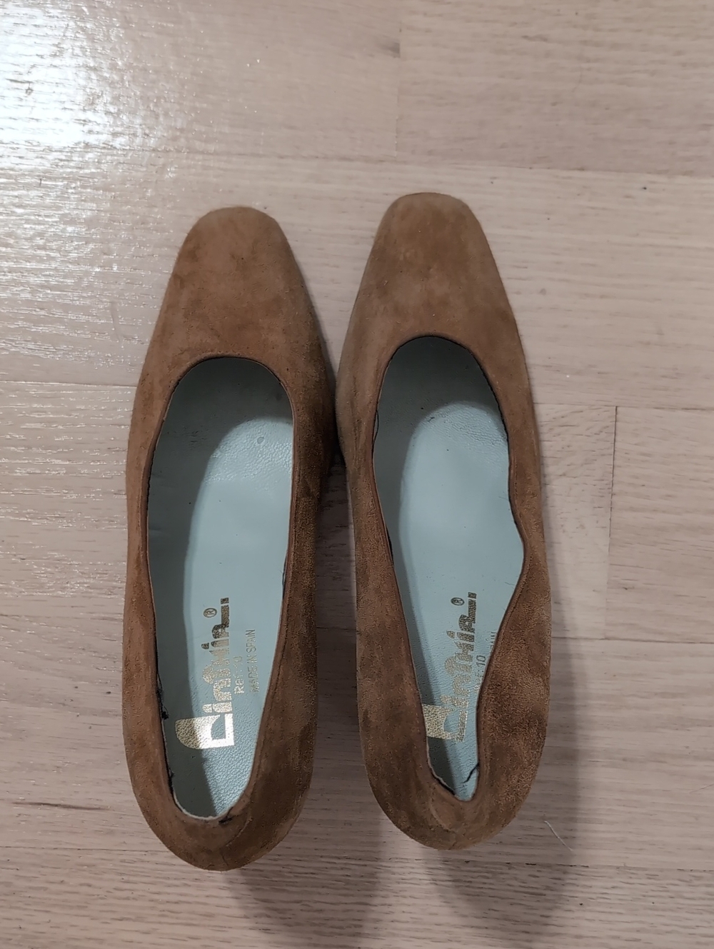 Brown Suede Women's Block Heels.